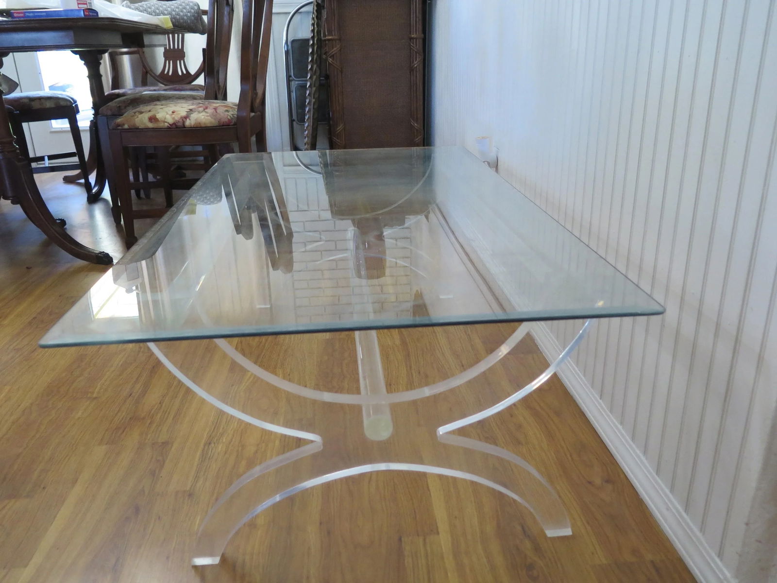 Charles Hollis Jones Plexiglass Base Coffee Table With Large Rectangle Glass Top - 3