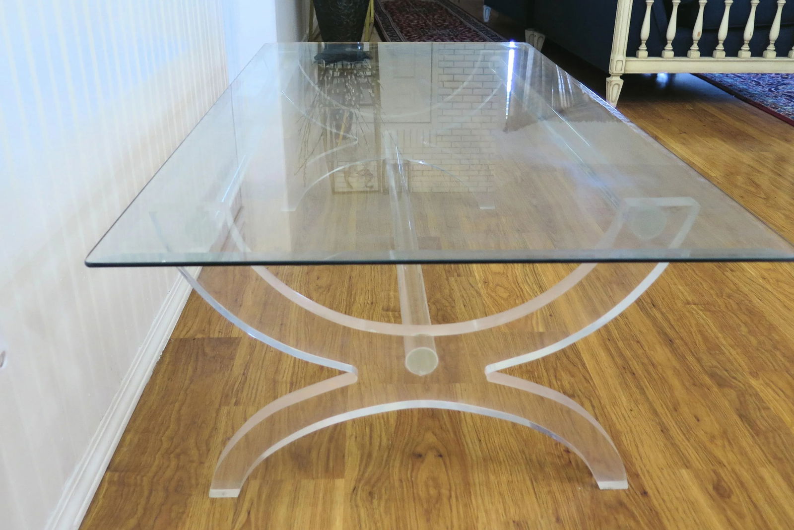 Charles Hollis Jones Plexiglass Base Coffee Table With Large Rectangle Glass Top - 4