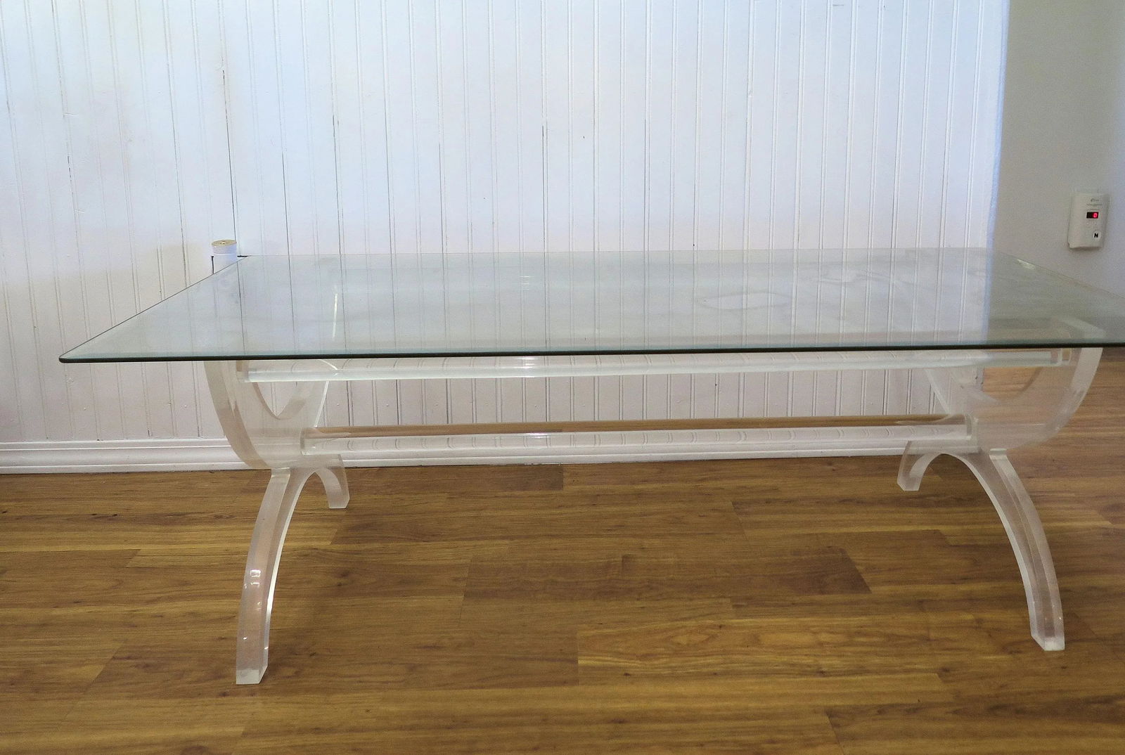 Charles Hollis Jones Plexiglass Base Coffee Table With Large Rectangle Glass Top - 6