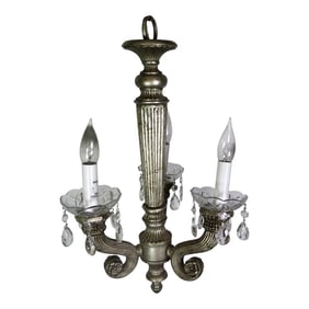Antique Venetian Style 3 Light Chandelier With Original Matching Canopy