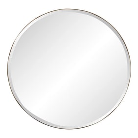 Round Gold Trim Framed Modern Beveled Mirror
