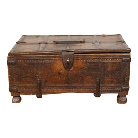 Rustic Carved Antique Cash Box