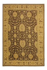 1980s Semi Vintage Kafkaz Brown/Gold Wool Rug -10'2 X 13'9