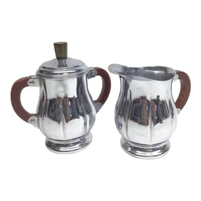 Art Deco Bakelite Farber Bros Krome Kraft Cream and Sugar Stainless