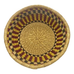 Mid 20th Century Vintage Bohemian Hand Woven Basket