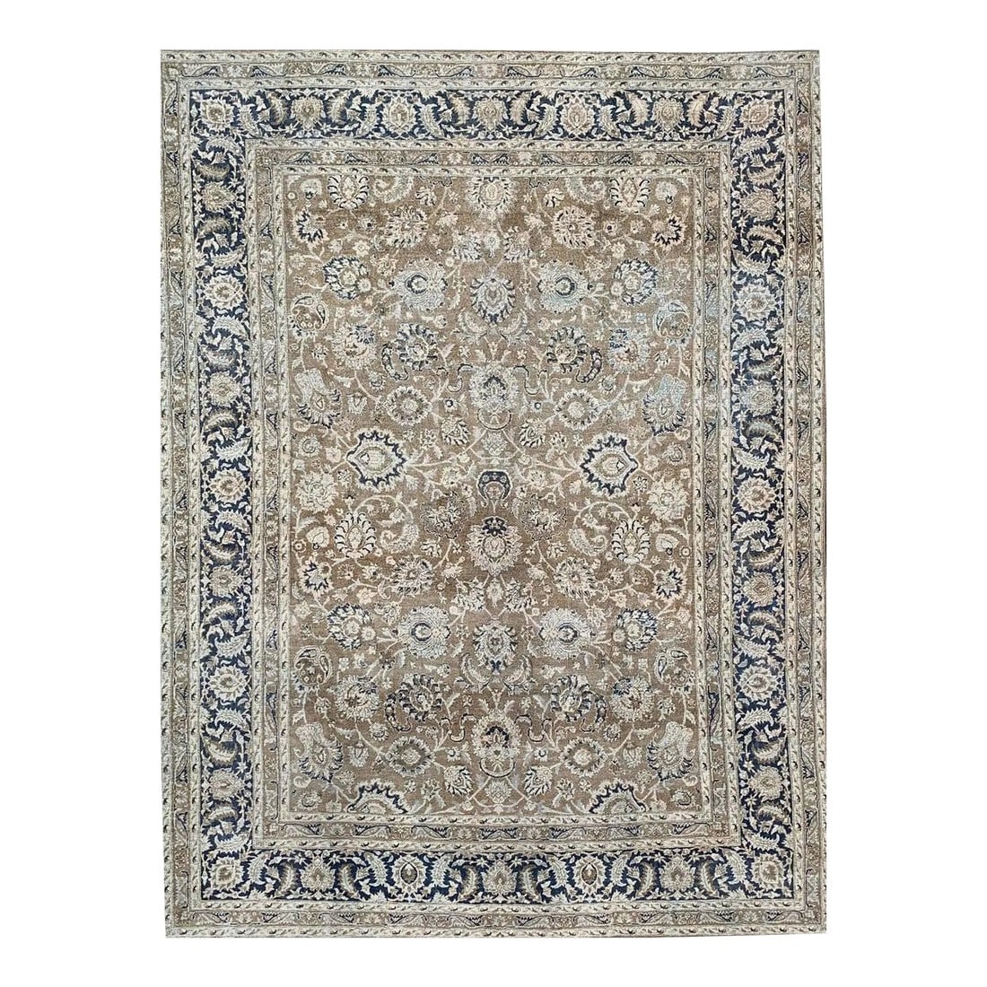 Vintage Handwoven Mashad Area Rug 9x12