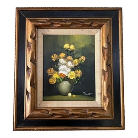 1970"s Oil on Canvas Floral Still Life by Julia Rant of Germany