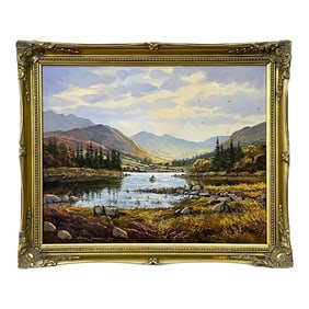 William Yeaman Rowing on a Lake in the Irish Mountain Landscape with Lush Green Trees Ireland, 1984