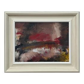 Dark Red & Black Expressive Abstract Painting by Contemporary British Artist