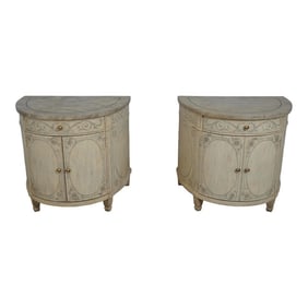 Pair Drexel Venetian Paint Decorated Commode Nightstands