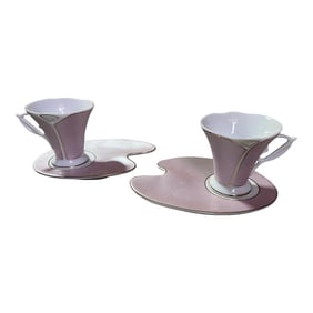 Vintage Pink & Gold Cup and Saucer Made by Yedi - 4 Pieces