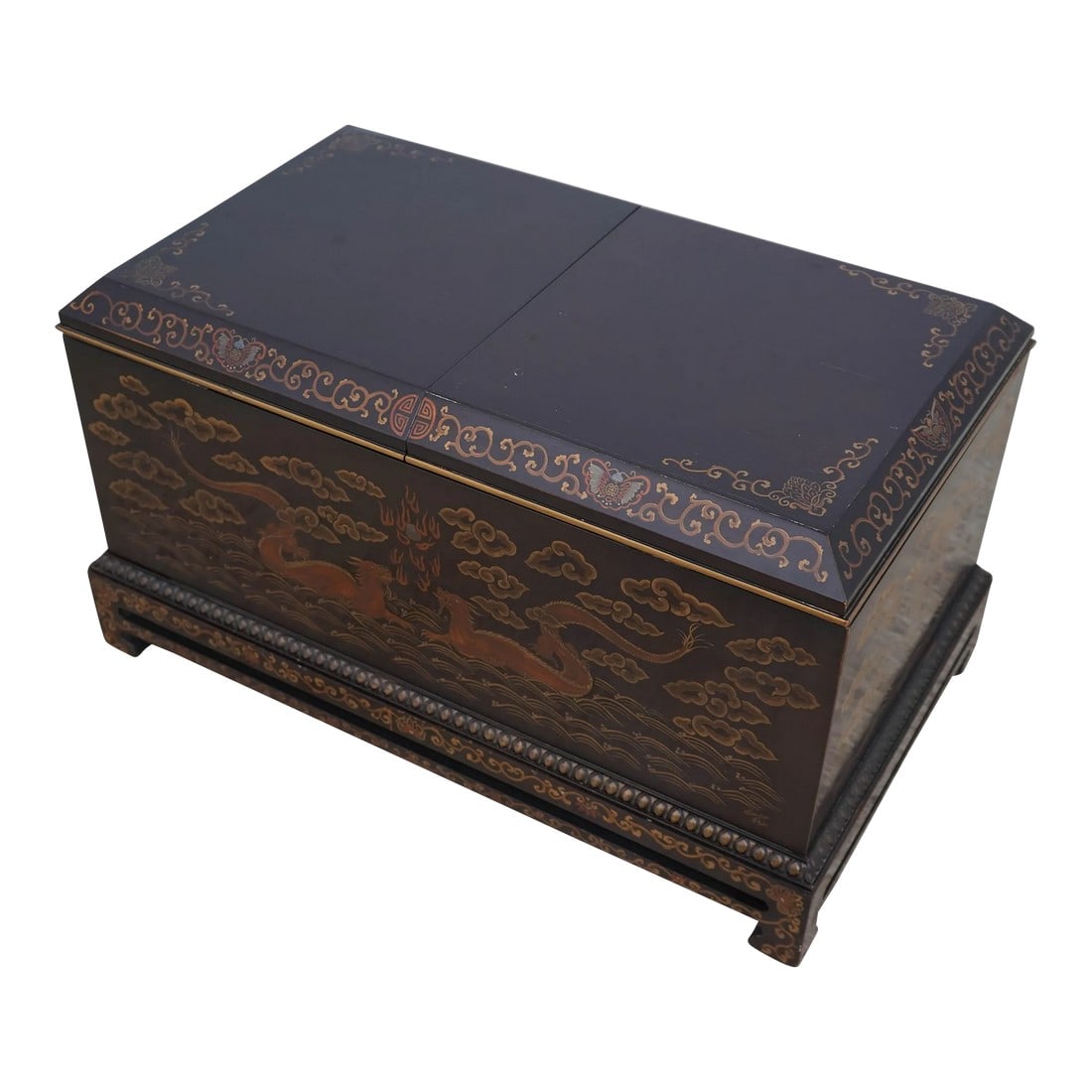 Chinoiserie Decorated Coffee Table Chest W. Slider Open Top (1 of 12)