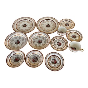 Vintage 22k Gold Victorian China Set La Petite Homer Laughlin Georgian Swing - 12 Pieces