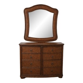 Lexington Henry Link Leather Rattan Chest W. Mirror