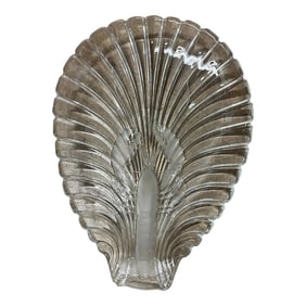Large Seafood Platter Crystal Clam Scallop Shaped Frosted Lobster by Mikasa