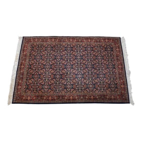 Vintage Blue & Red 100% Wool 4x6 Area Rug
