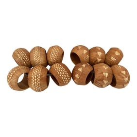 Set of 12 Vintage Woven Rattan Boho Napkin Rings