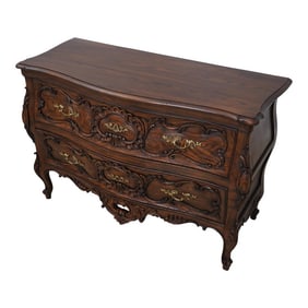 Karges French Carved Oak 2 Drawer Commode Chest
