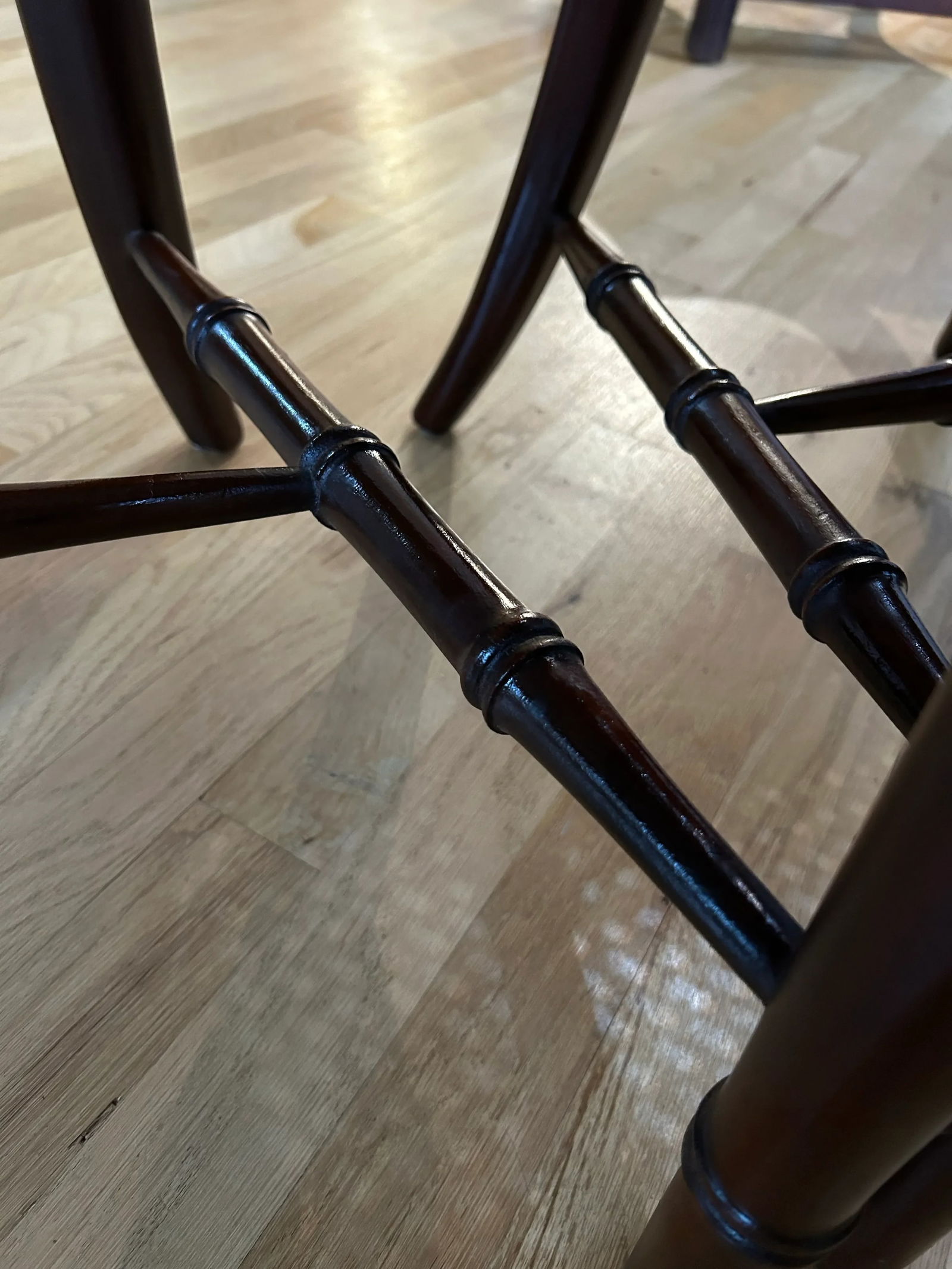 1970"s Regency Faux Bamboo Chairs With Caned Seats and Leopard Upholstery - a Pair - 6