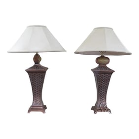 Pair Painted Ceramic Lamps