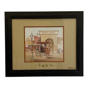 1984 Framed P. Buckley Moss French Market Print Signed by Artist