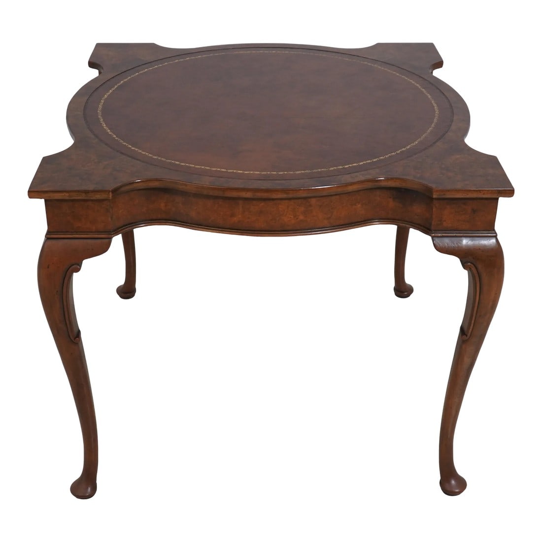 Baker Burl Walnut Leather Top Games Table (1 of 12)