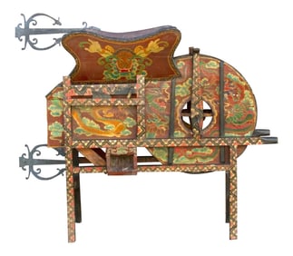 Antique Tibetan Painted Rice Grinder