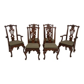 Set of 6 Henredon Oak English Chippendale Dining Chairs