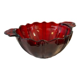 1930 Red Depression Glass Bowl Oyster and Pearl Royal Ruby by Anchor Hocking