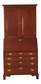 1990s Chippendale Craftique Blind Door Mahogany Secretary Slant Front Desk