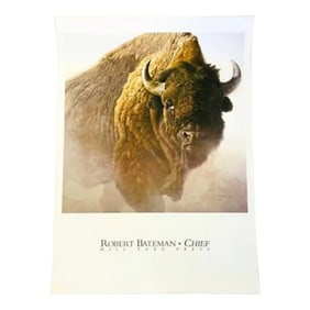 Vintage Bison Study Poster by Robert Bateman 1997