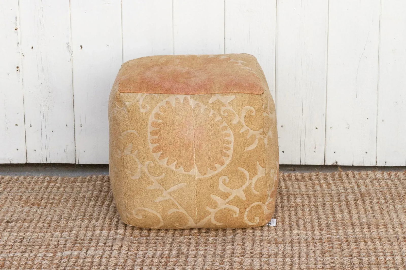 Oguz Antique Suzani Cube Ottoman - 2