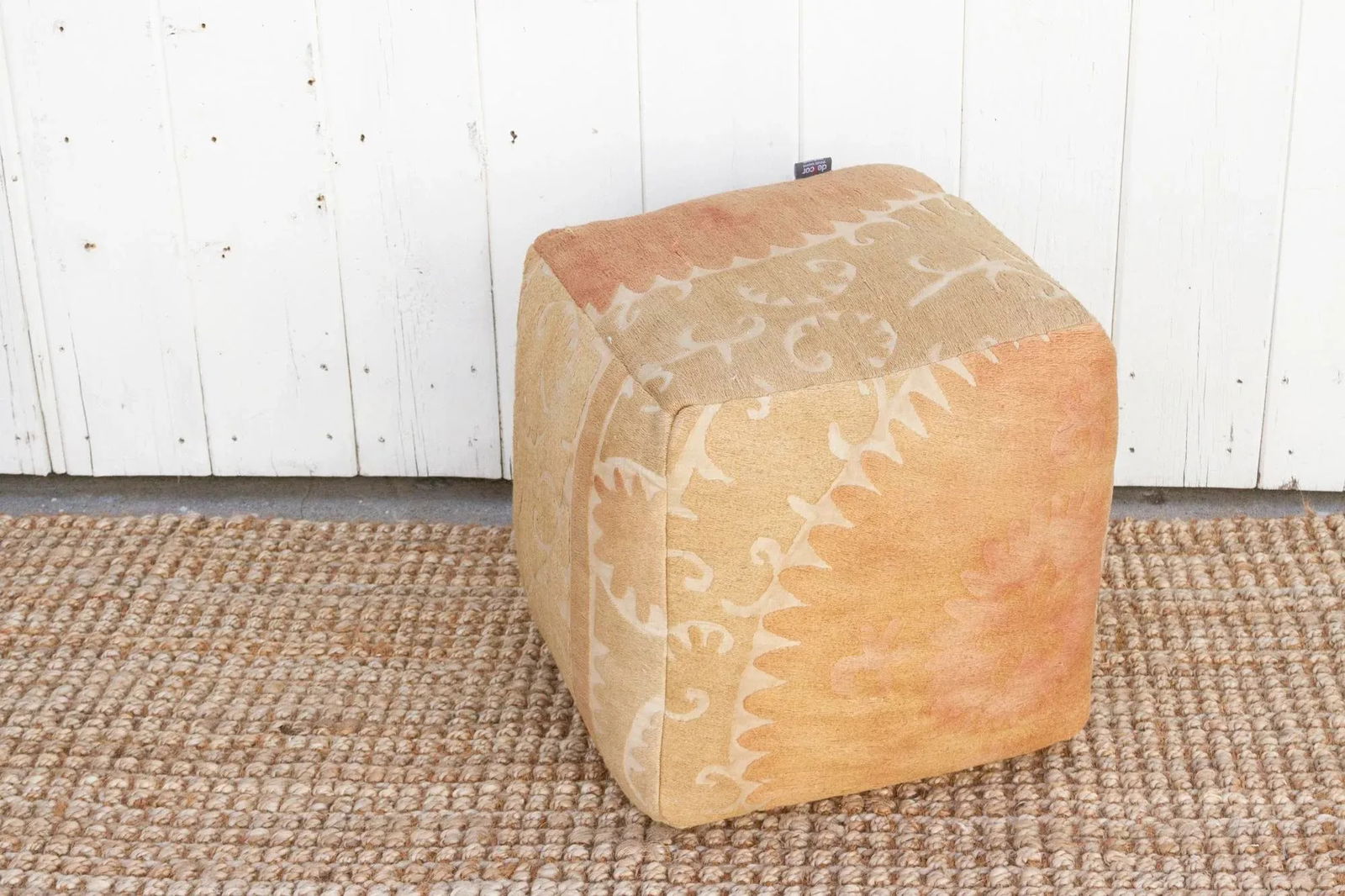 Oguz Antique Suzani Cube Ottoman - 5