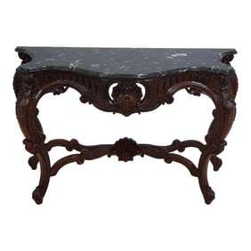French Louis XV Style Carved Console W. Marble Top