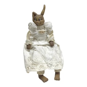1920"s Porcelain Bunny With Hand Crochet Dress
