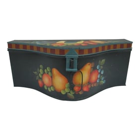 Antique Hand-Painted Dutch Storage Tin or Box