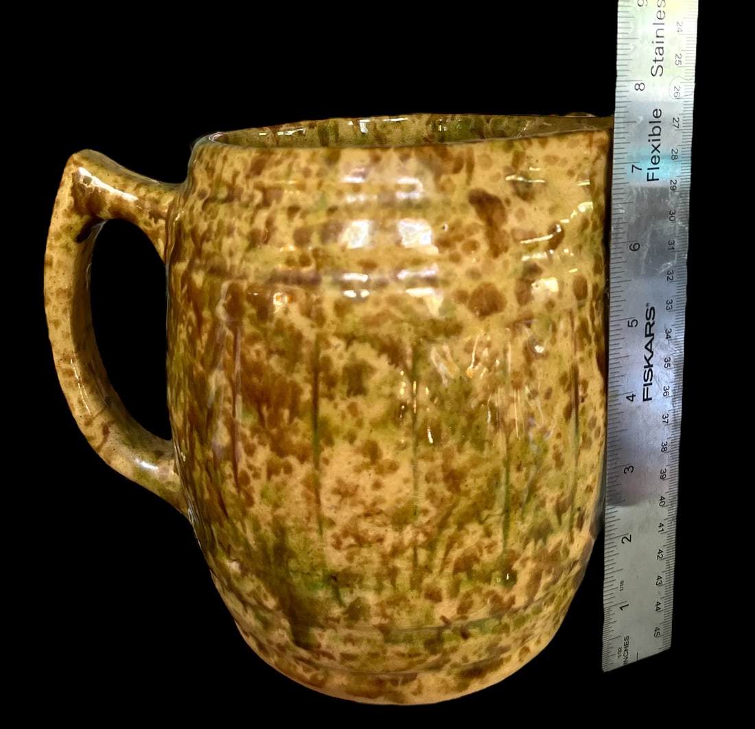 Antique Large Splatterware Ceramic Pitcher - 10