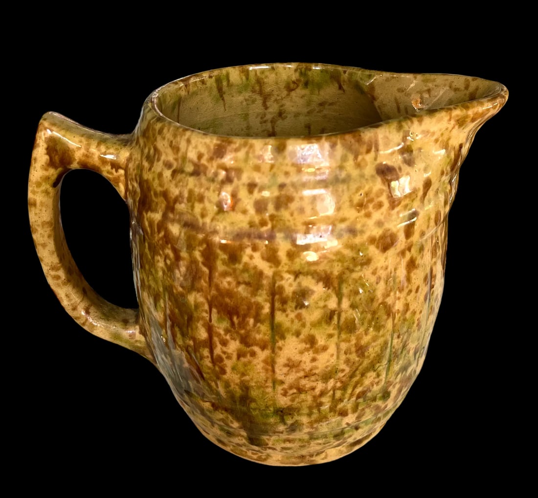 Antique Large Splatterware Ceramic Pitcher - 3