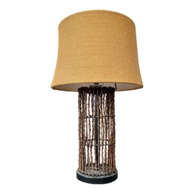 Vintage Wood Branch Lamp With Shade