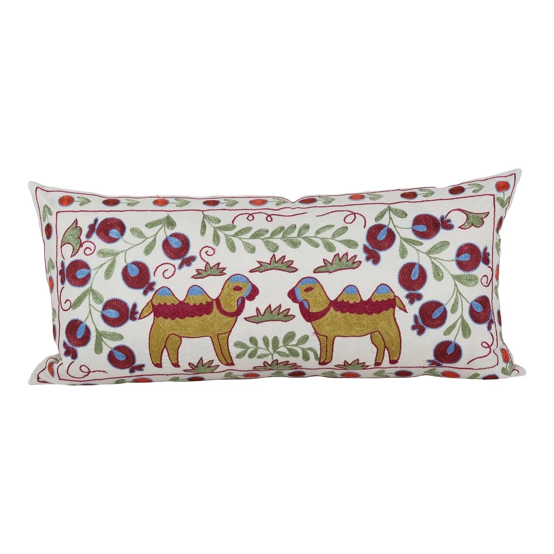 Suzani Long Pillow Cover: Suzani Long Pillow Cover Elevate your home decor with our Turkish Suzani Pillow Cover, featuring exquisite vintage Uzbek fabric that celebrates the allure of handmade craftsmanship. Each piece is a un