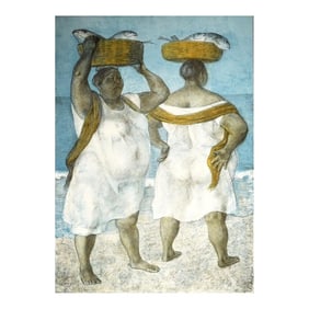Original Signed "Mujeres Al Mar" (Woman by the Sea) Lithograph by Francisco ZÃºÃ±