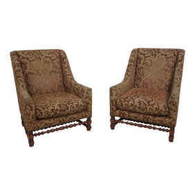 Pair Marge Carson Large Upholstered Parlor Chairs