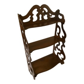 Mid 20th Century Vintage 3-Tier Mahogany Wood Tall Wall Shelf /Etagere