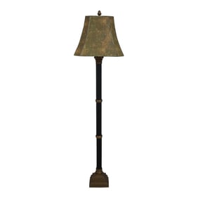 Speer Brass & Leather Bamboo Form Floor Lamp