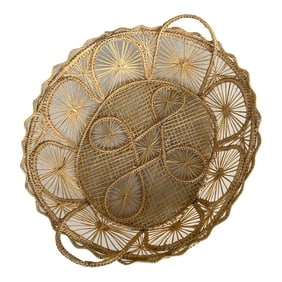 Mid 20th Century Vintage Tenerife Lace Basket