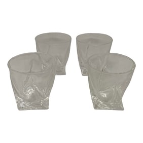 Modern Venero London Crystal Twisted Rocks Tumblers Glasses in Satin-Lined Box - Set of 4