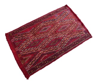 Vintage Geometrical Turkish Cicim Kilim Rug 1"²7" × 2"²6"