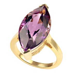 Marquise 13 Carat Amethyst Gold Rhodium Ring Size 8.25