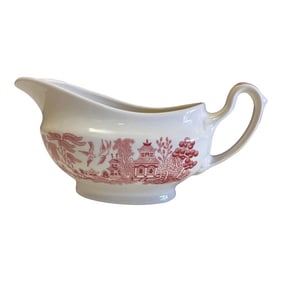 Vintage Pink Rosa Willow Gravy Boat, Creamer by Churchill
