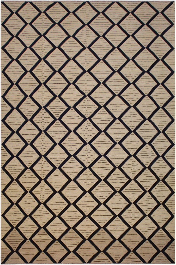 Modern Contemporary Kilim Beige Hand-Woven Wool Rug- 9"²10" × 12"²10" (1 of 8)